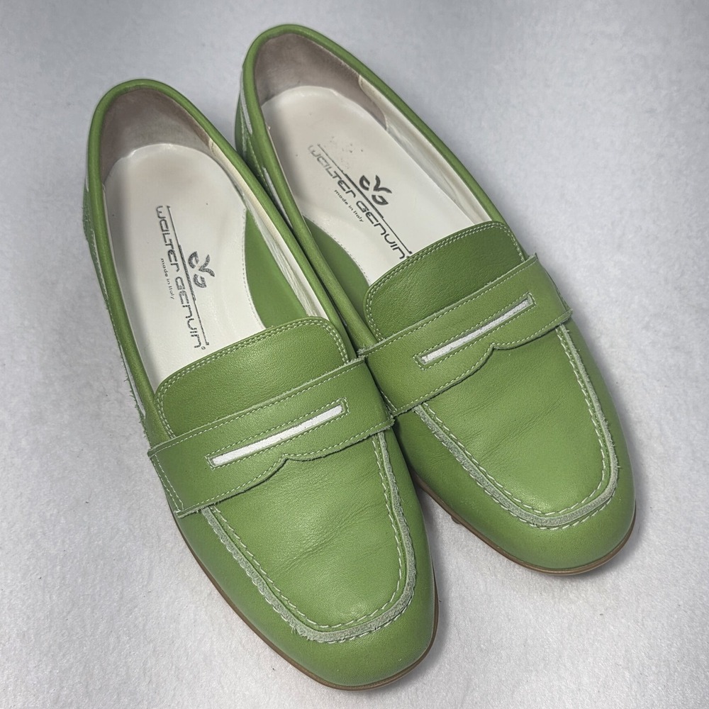 Walter Genuin Women's Green Leather Golf Penny Loafers Shoes Size 36 (5.5)‎